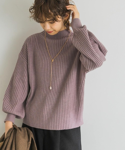 URBAN RESEARCH(アーバンリサーチ)の「【WEB限定】ボトルネックリブニット(ニット/セーター・レディース・チャコールグレー/ミント/モカ/パープル系その他/ライトベージュ・FREE)」の9枚目の写真