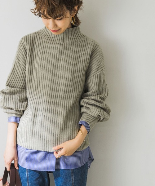 URBAN RESEARCH(アーバンリサーチ)の「【WEB限定】ボトルネックリブニット(ニット/セーター・レディース・チャコールグレー/ミント/モカ/パープル系その他/ライトベージュ・FREE)」の13枚目の写真