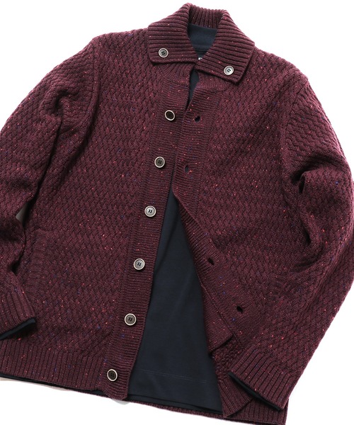 MEN'S BIGI(メンズビギ)の「7G バスケット編みニットカーディガン(ニット/セーター・メンズ・ライトグレー/ブラック/ボルドー・03/02/01)」の1枚目の写真