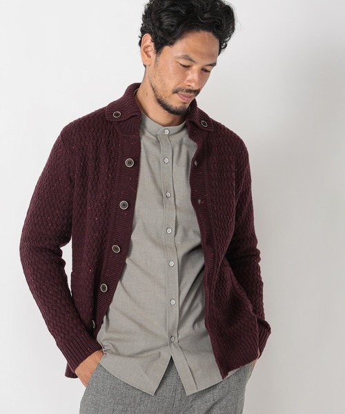 MEN'S BIGI(メンズビギ)の「7G バスケット編みニットカーディガン(ニット/セーター・メンズ・ライトグレー/ブラック/ボルドー・03/02/01)」の4枚目の写真