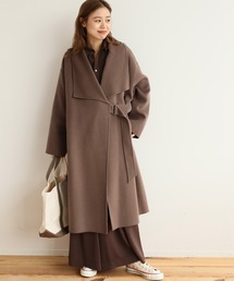 ウールナイロンリバーガウンベルトコート◆