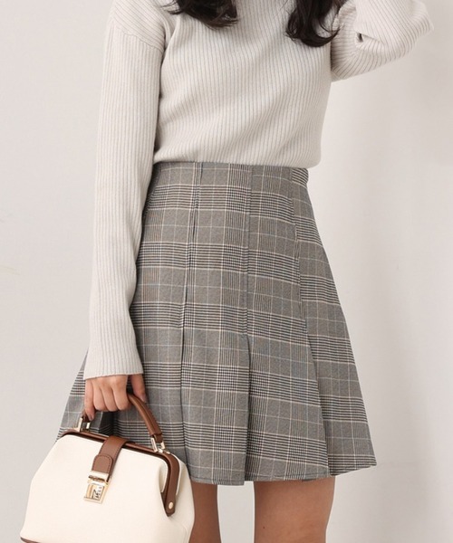 one after another NICE CLAUP（ワンアフターアナザーナイスクラップ）の「ボックスプリーツミニスカート（スカート・レディース・ブラック/ブラウン/グレー系その他/チェック/アイボリー/グレー・FREE）」の6枚目の写真