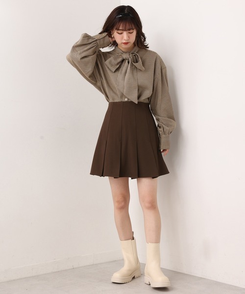 one after another NICE CLAUP（ワンアフターアナザーナイスクラップ）の「ボックスプリーツミニスカート（スカート・レディース・ブラック/ブラウン/グレー系その他/チェック/アイボリー/グレー・FREE）」の22枚目の写真