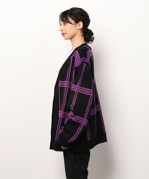 VANQUISH（ヴァンキッシュ）の「Check knit Cardigan　＊（カーディガン/ボレロ・レディース・ブラック/ベージュ・M/L）」の6枚目の写真