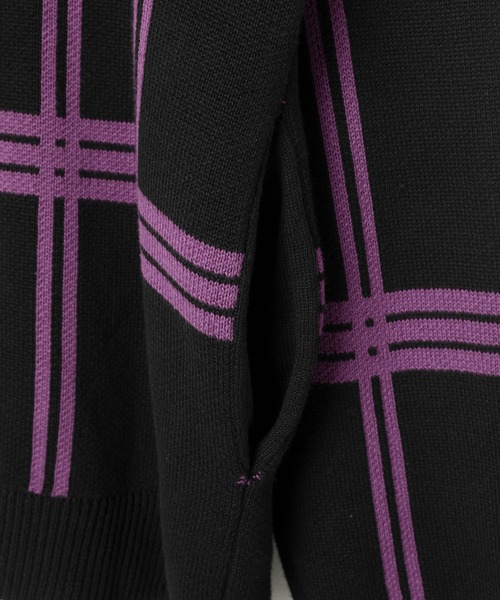 VANQUISH（ヴァンキッシュ）の「Check knit Cardigan　＊（カーディガン/ボレロ・レディース・ブラック/ベージュ・M/L）」の3枚目の写真