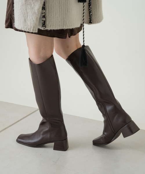 Kastane(カスタネ)の「フェイクレザースクエアロングブーツ(ブーツ・レディース・ブラック/ブラウン・38/39/36/37)」の20枚目の写真