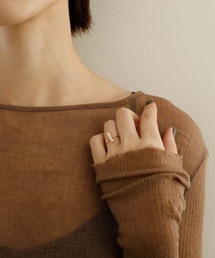 JewCas modern metal - ３連シンプル パール リング[JC3997]