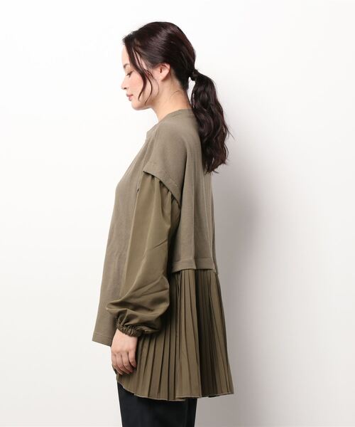 Wordtrobe（ワードトローブ）の「【wordtrobe】ワッフルx布帛コンビペプラム チュニック（シャツ/ブラウス・レディース・チャコールグレー/ベージュ/ブラウン/カーキ・FREE）」の22枚目の写真