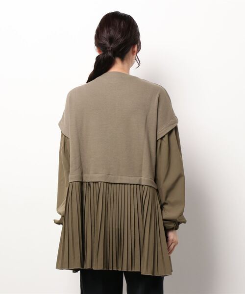 Wordtrobe（ワードトローブ）の「【wordtrobe】ワッフルx布帛コンビペプラム チュニック（シャツ/ブラウス・レディース・チャコールグレー/ベージュ/ブラウン/カーキ・FREE）」の17枚目の写真