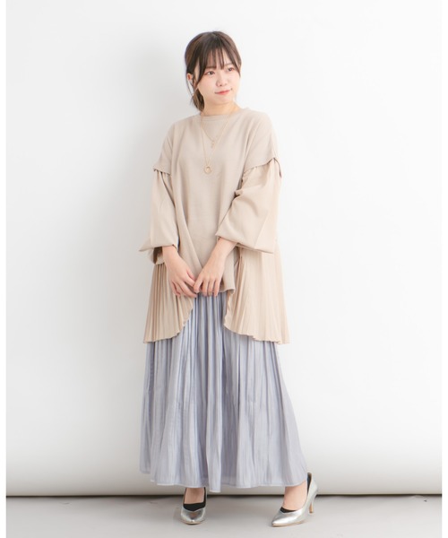 Wordtrobe（ワードトローブ）の「【wordtrobe】ワッフルx布帛コンビペプラム チュニック（シャツ/ブラウス・レディース・チャコールグレー/ベージュ/ブラウン/カーキ・FREE）」の15枚目の写真