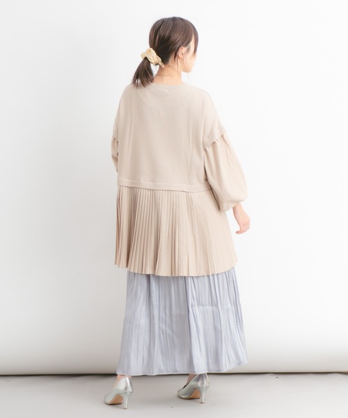 Wordtrobe（ワードトローブ）の「【wordtrobe】ワッフルx布帛コンビペプラム チュニック（シャツ/ブラウス・レディース・チャコールグレー/ベージュ/ブラウン/カーキ・FREE）」の12枚目の写真