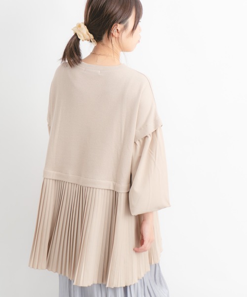 Wordtrobe（ワードトローブ）の「【wordtrobe】ワッフルx布帛コンビペプラム チュニック（シャツ/ブラウス・レディース・チャコールグレー/ベージュ/ブラウン/カーキ・FREE）」の20枚目の写真