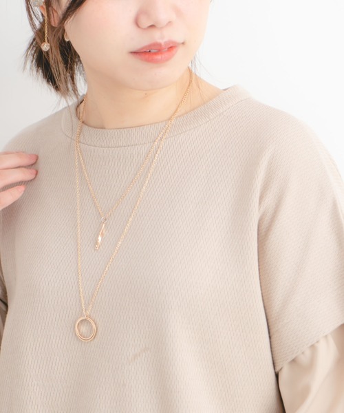 Wordtrobe（ワードトローブ）の「【wordtrobe】ワッフルx布帛コンビペプラム チュニック（シャツ/ブラウス・レディース・チャコールグレー/ベージュ/ブラウン/カーキ・FREE）」の16枚目の写真