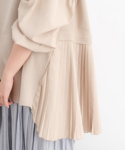 Wordtrobe（ワードトローブ）の「【wordtrobe】ワッフルx布帛コンビペプラム チュニック（シャツ/ブラウス・レディース・チャコールグレー/ベージュ/ブラウン/カーキ・FREE）」の10枚目の写真