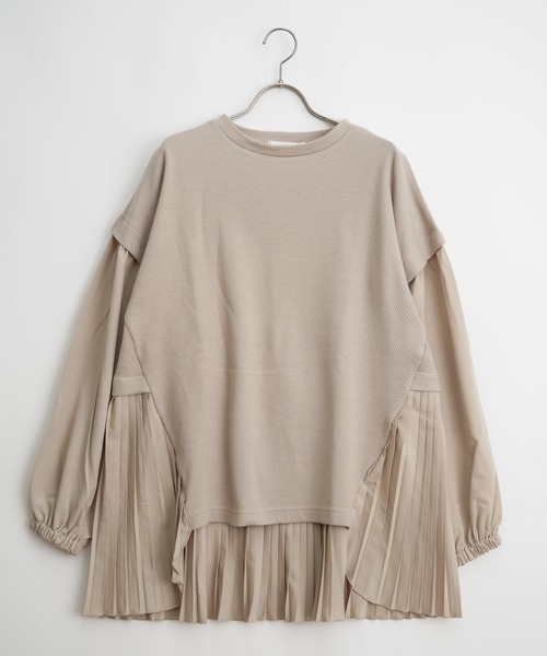 Wordtrobe（ワードトローブ）の「【wordtrobe】ワッフルx布帛コンビペプラム チュニック（シャツ/ブラウス・レディース・チャコールグレー/ベージュ/ブラウン/カーキ・FREE）」の21枚目の写真