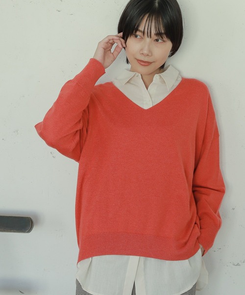 LAKOLE(ラコレ)の「12GコットンウールVネックプルオーバー / 214984(ニット/セーター・レディース・ブラック/オレンジ/グリーン/ブラウン系その他/ライトイエロー・SMALL/MEDIUM)」の5枚目の写真