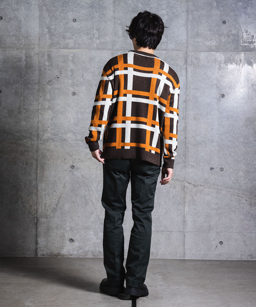 NIDO（ニド）の「チェック柄ニットプルオーバー（ニット/セーター・メンズ・ブラウン/ブルー・M/L）」の12枚目の写真