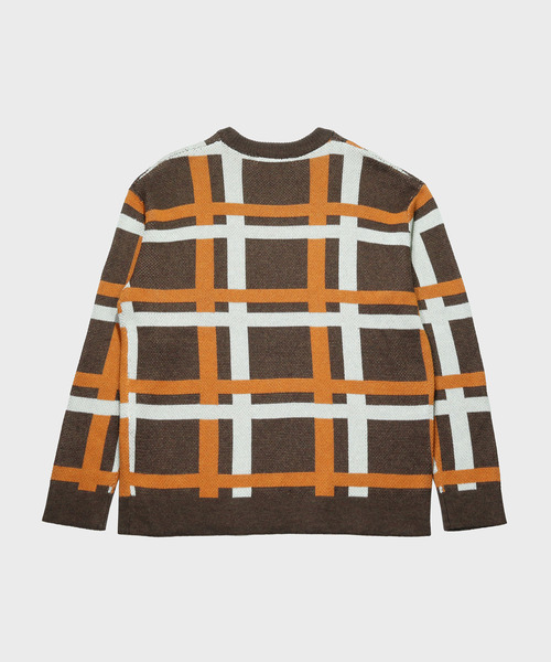 NIDO（ニド）の「チェック柄ニットプルオーバー（ニット/セーター・メンズ・ブラウン/ブルー・M/L）」の7枚目の写真