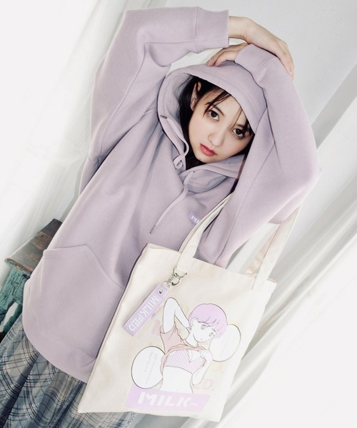 MILKFED.(ミルクフェド)の「MILKFED.×TAIHEI NAMIKAWA SWEAT HOODIE(パーカー・レディース・ブラック/オフホワイト/ライトパープル・ONE SIZE)」の20枚目の写真