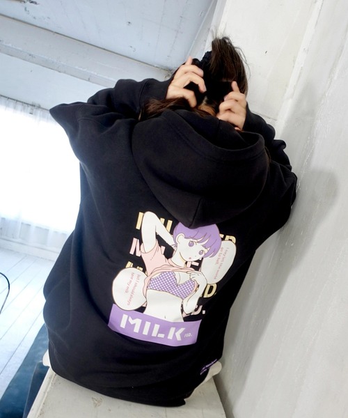 MILKFED.(ミルクフェド)の「MILKFED.×TAIHEI NAMIKAWA SWEAT HOODIE(パーカー・レディース・ブラック/オフホワイト/ライトパープル・ONE SIZE)」の5枚目の写真