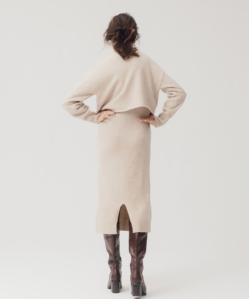 RANDEBOO（ランデブー）の「3way wool knit set（ワンピース・レディース・チャコールグレー/ベージュ・FREE）」の4枚目の写真