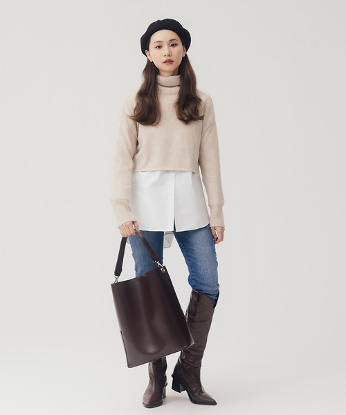 RANDEBOO（ランデブー）の「3way wool knit set（ワンピース・レディース・チャコールグレー/ベージュ・FREE）」の5枚目の写真