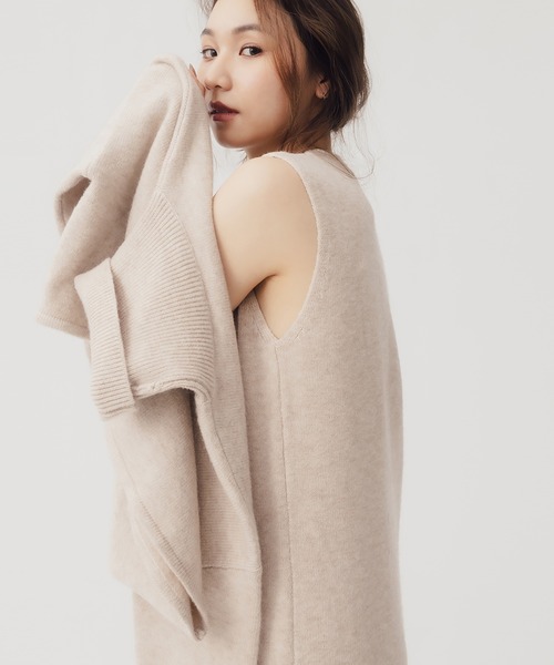 RANDEBOO（ランデブー）の「3way wool knit set（ワンピース・レディース・チャコールグレー/ベージュ・FREE）」の9枚目の写真
