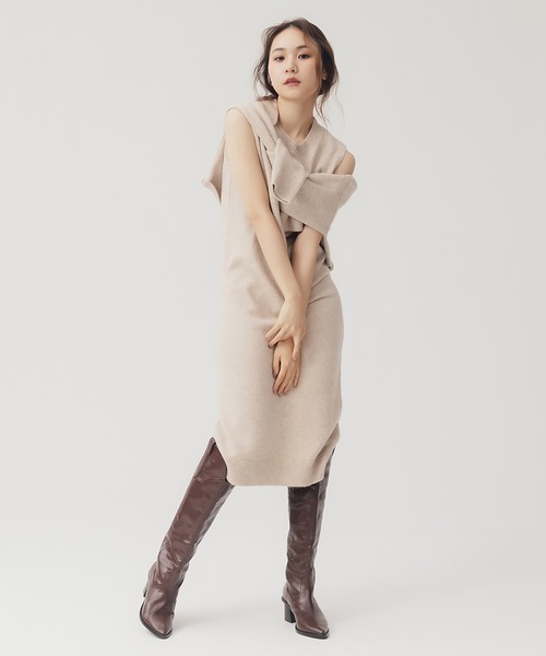 RANDEBOO（ランデブー）の「3way wool knit set（ワンピース・レディース・チャコールグレー/ベージュ・FREE）」の17枚目の写真