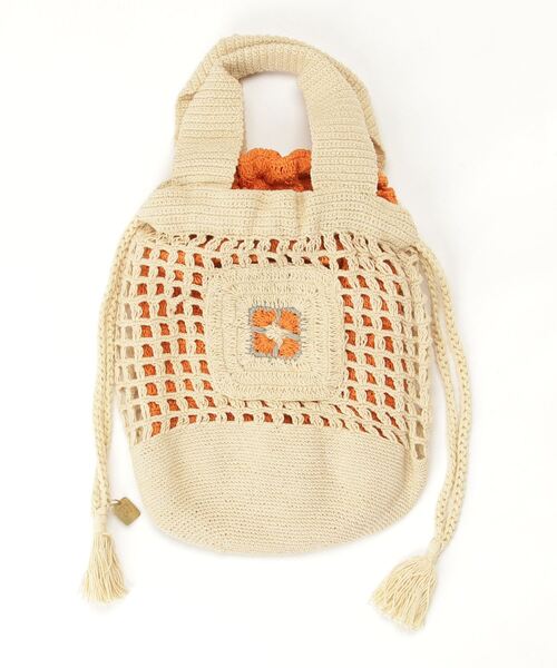 ROYAL FLASH（ロイヤルフラッシュ）の「C -cie-/COTTON CROCHET NET TOTE（トートバッグ・レディース・オレンジ/ライトブルー/オフホワイト・FREE）」の7枚目の写真