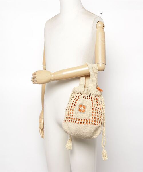 ROYAL FLASH（ロイヤルフラッシュ）の「C -cie-/COTTON CROCHET NET TOTE（トートバッグ・レディース・オレンジ/ライトブルー/オフホワイト・FREE）」の8枚目の写真