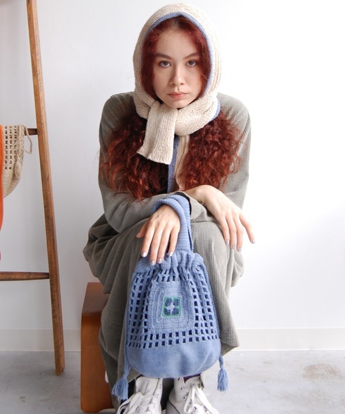 ROYAL FLASH（ロイヤルフラッシュ）の「C -cie-/COTTON CROCHET NET TOTE（トートバッグ・レディース・オレンジ/ライトブルー/オフホワイト・FREE）」の3枚目の写真