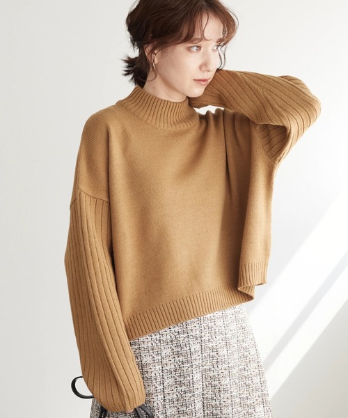 Green　Parks（グリーンパークス）の「ショート丈度詰めプルオーバー＊（ニット/セーター・レディース・ブルー/イエロー/ピンク/ブラック/ライトベージュ/キャメル・FREE）」の5枚目の写真