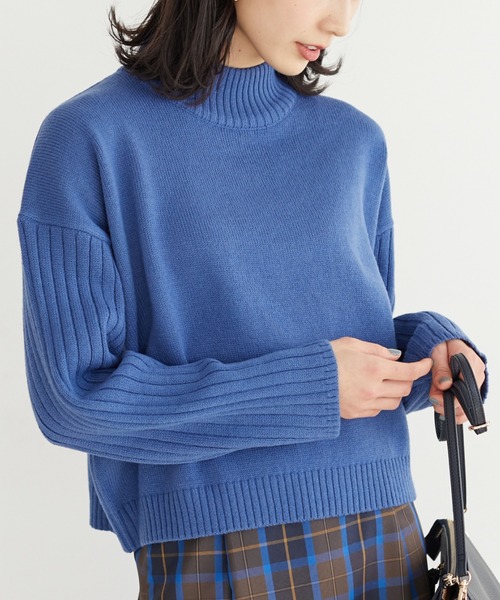 Green　Parks（グリーンパークス）の「ショート丈度詰めプルオーバー＊（ニット/セーター・レディース・ブルー/イエロー/ピンク/ブラック/ライトベージュ/キャメル・FREE）」の3枚目の写真