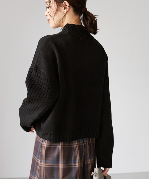 Green　Parks（グリーンパークス）の「ショート丈度詰めプルオーバー＊（ニット/セーター・レディース・ブルー/イエロー/ピンク/ブラック/ライトベージュ/キャメル・FREE）」の2枚目の写真