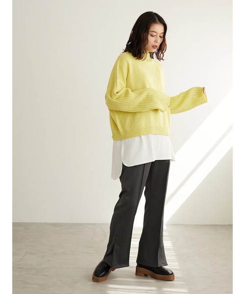 Green　Parks（グリーンパークス）の「ショート丈度詰めプルオーバー＊（ニット/セーター・レディース・ブルー/イエロー/ピンク/ブラック/ライトベージュ/キャメル・FREE）」の19枚目の写真