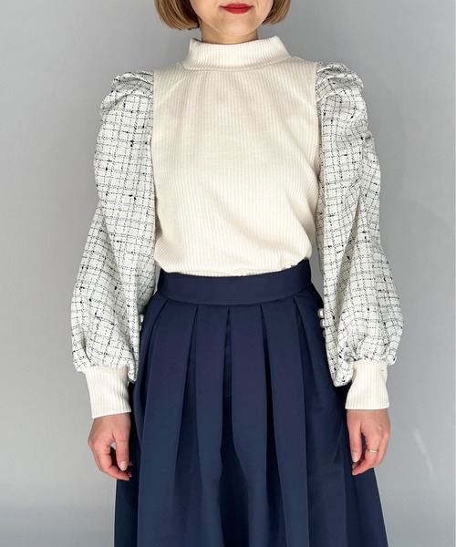 PICCIN(ピッチン)の「チェック切り替えリブニットプルオーバー(Tシャツ/カットソー・レディース・オフホワイト/ブラック・M/L)」の11枚目の写真