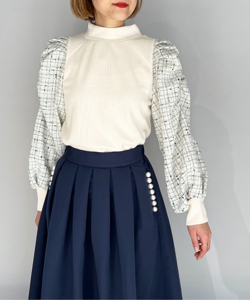 PICCIN(ピッチン)の「チェック切り替えリブニットプルオーバー(Tシャツ/カットソー・レディース・オフホワイト/ブラック・M/L)」の14枚目の写真