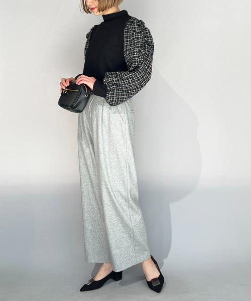 PICCIN(ピッチン)の「チェック切り替えリブニットプルオーバー(Tシャツ/カットソー・レディース・オフホワイト/ブラック・M/L)」の9枚目の写真