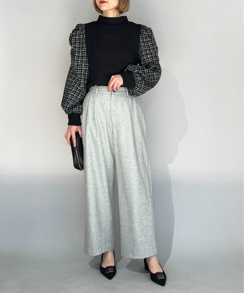 PICCIN(ピッチン)の「チェック切り替えリブニットプルオーバー(Tシャツ/カットソー・レディース・オフホワイト/ブラック・M/L)」の8枚目の写真