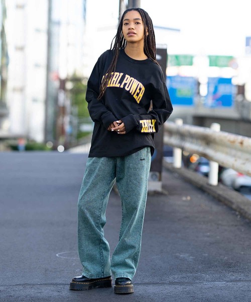 X-girl（エックスガール）の「GRRRRL POWER L/S TEE（Tシャツ/カットソー・レディース・オレンジ/ホワイト/ブラック・M/L/S/XL）」の6枚目の写真