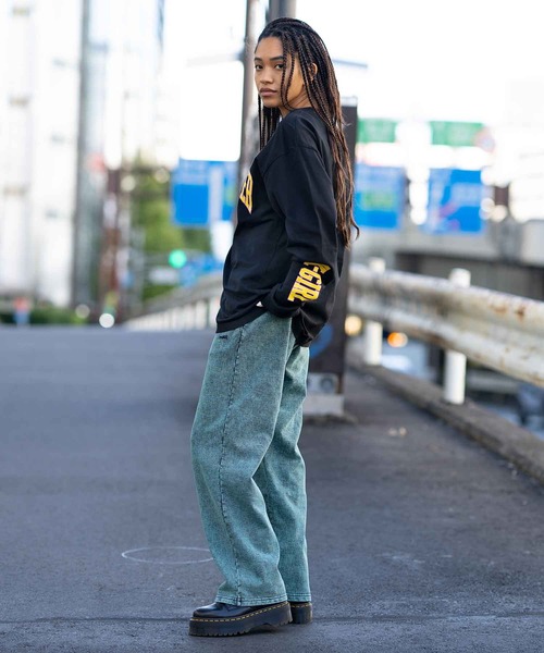 X-girl（エックスガール）の「GRRRRL POWER L/S TEE（Tシャツ/カットソー・レディース・オレンジ/ホワイト/ブラック・M/L/S/XL）」の7枚目の写真