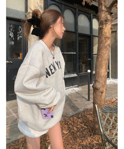 DEVICE(デバイス)の「Geographical Sweat オーバーサイズ プルオーバー カレッジロゴ ビッグシルエット スウェット トレーナー(スウェット・レディース・ブラック/ネイビー/グリーン/ブラック×ホワイト/グレー系その他/グレー系その他2/グレー系その他3/グリーン系1/グレー/トップグレー/ミックスグレー・FREE)」の21枚目の写真