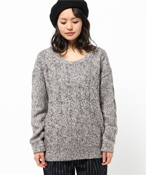 Heather（ヘザー）の「ACNYケーブルニットプルオーバー　558267（ニット/セーター・レディース・グレー系その他/サックスブルー/ライトイエロー・FREE）」の4枚目の写真