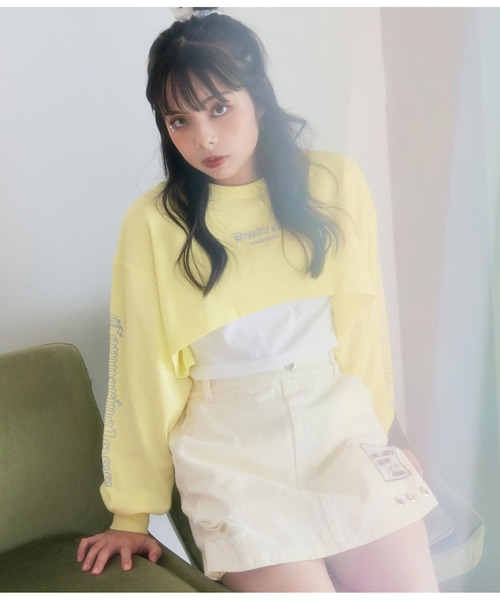 ANAP GｉRL（アナップガール）の「刺繍ショートトップス×タンクトップセット（Tシャツ/カットソー・キッズ・ホワイト/イエロー/ピンク・SMALL/MEDIUM）」の15枚目の写真