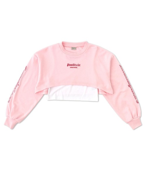 ANAP GｉRL（アナップガール）の「刺繍ショートトップス×タンクトップセット（Tシャツ/カットソー・キッズ・ホワイト/イエロー/ピンク・SMALL/MEDIUM）」の4枚目の写真