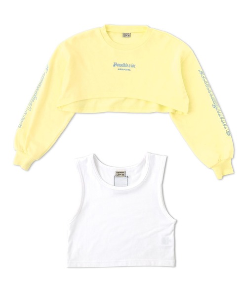 ANAP GｉRL（アナップガール）の「刺繍ショートトップス×タンクトップセット（Tシャツ/カットソー・キッズ・ホワイト/イエロー/ピンク・SMALL/MEDIUM）」の14枚目の写真