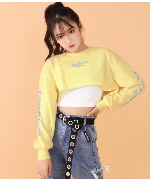 ANAP GｉRL（アナップガール）の「刺繍ショートトップス×タンクトップセット（Tシャツ/カットソー・キッズ・ホワイト/イエロー/ピンク・SMALL/MEDIUM）」の19枚目の写真