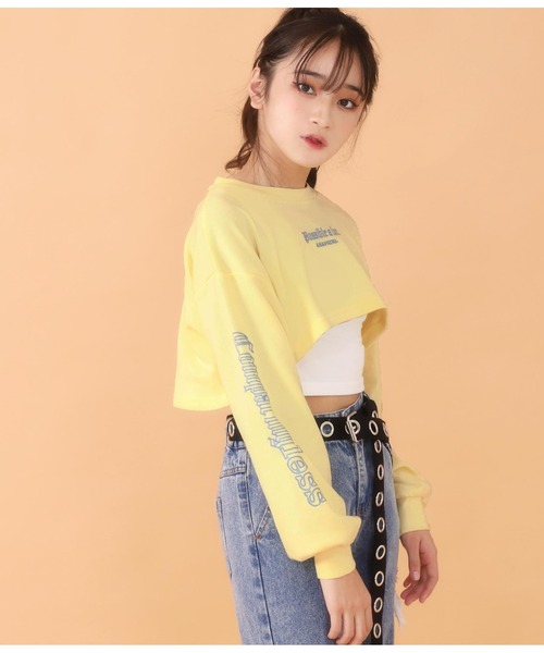 ANAP GｉRL（アナップガール）の「刺繍ショートトップス×タンクトップセット（Tシャツ/カットソー・キッズ・ホワイト/イエロー/ピンク・SMALL/MEDIUM）」の20枚目の写真