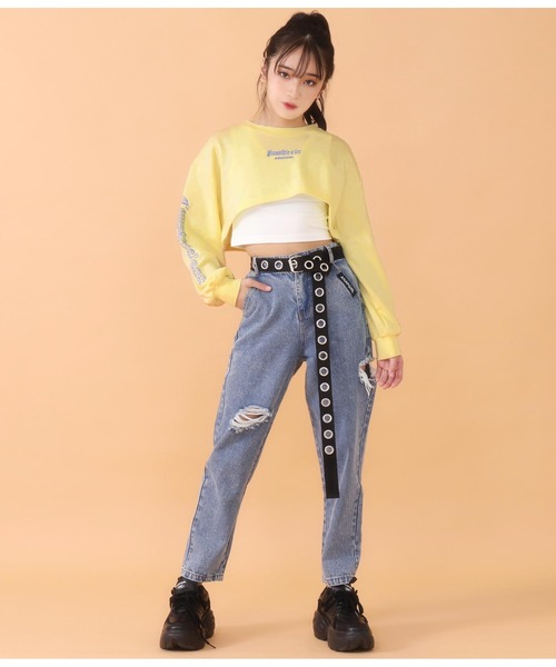 ANAP GｉRL（アナップガール）の「刺繍ショートトップス×タンクトップセット（Tシャツ/カットソー・キッズ・ホワイト/イエロー/ピンク・SMALL/MEDIUM）」の21枚目の写真