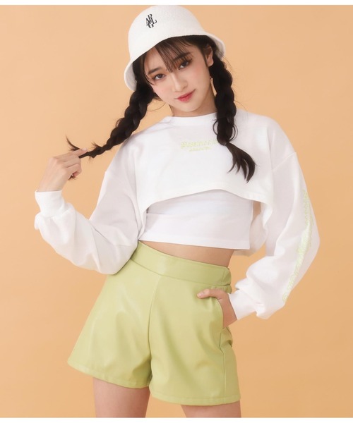 ANAP GｉRL（アナップガール）の「刺繍ショートトップス×タンクトップセット（Tシャツ/カットソー・キッズ・ホワイト/イエロー/ピンク・SMALL/MEDIUM）」の22枚目の写真